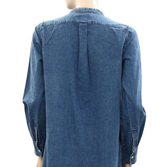 Nili Lotan Jasper Denim Shirt Midi Dress Deep Indigo Solid Bohemian XS - Picture 8 of 8